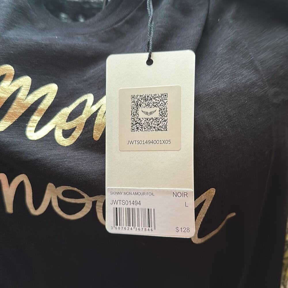 zadig and voltaire mon amour tee black L - Picture 6 of 6